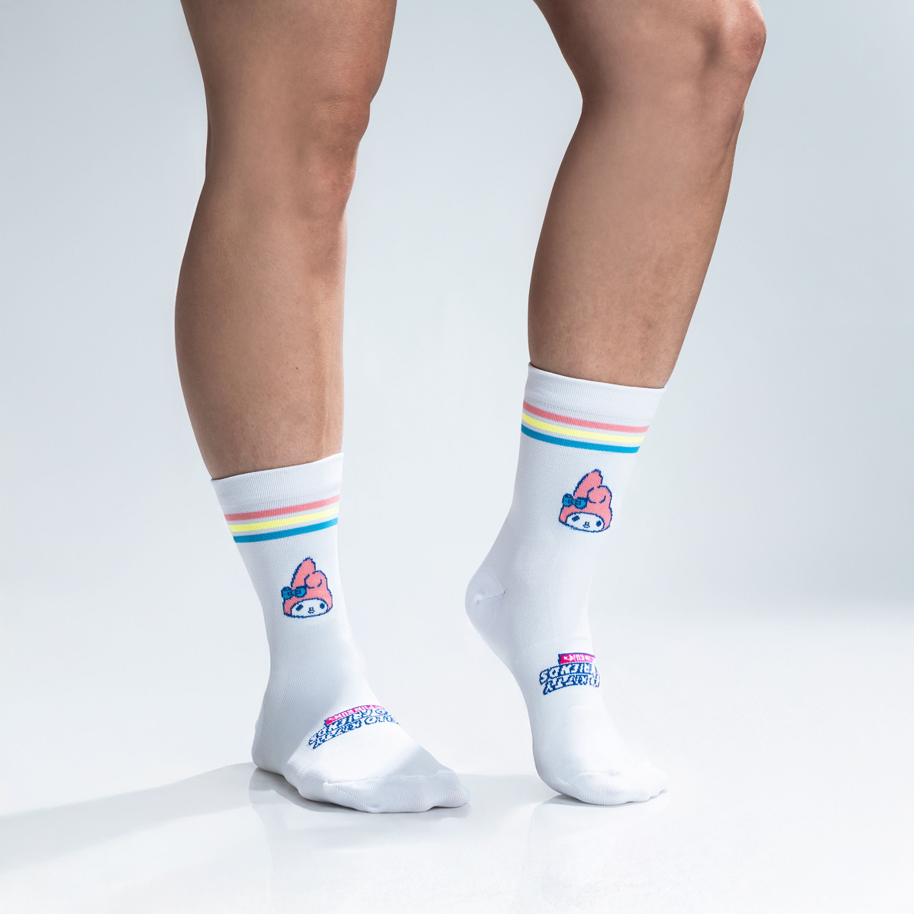 Calcetas deportivas Kitty & Friends con soporte en arco, tecnología antiampollas y diseño kawaii para correr y gym diseño Melody Stripes 