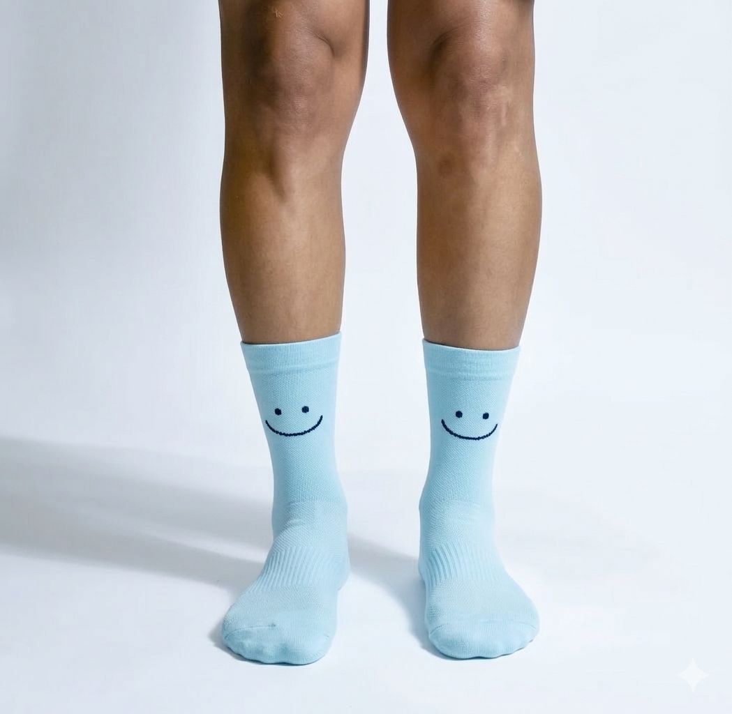 Calcetas Smile Pro Performance para running, maratón y ciclismo. Con diseño técnico transpirable, compresión media y soporte en arco plantar, costura antiampollas.